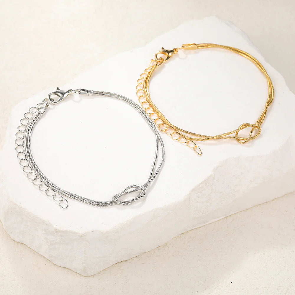 LumeLuxe - 14K Gold and Silver Matching Bracelets for Women/Couples